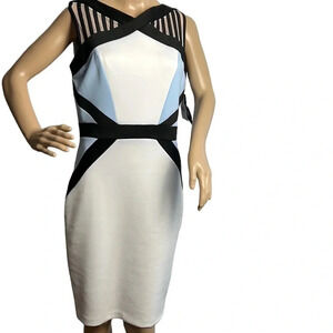 JAX dress size 6 ,NEW! fitted sleeveless geometric,flattering,mesh,geometric